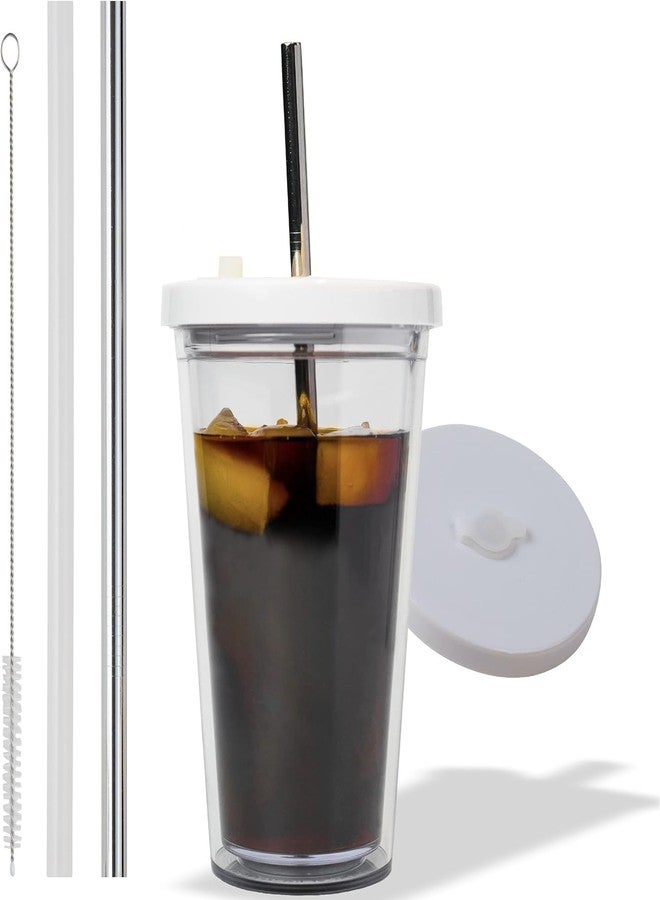 MeRaYo Insulated Coffee Tumbler With Lid and Straw - Leak Proof Travel Mug, Plastic Sipper Bottle - Image 1